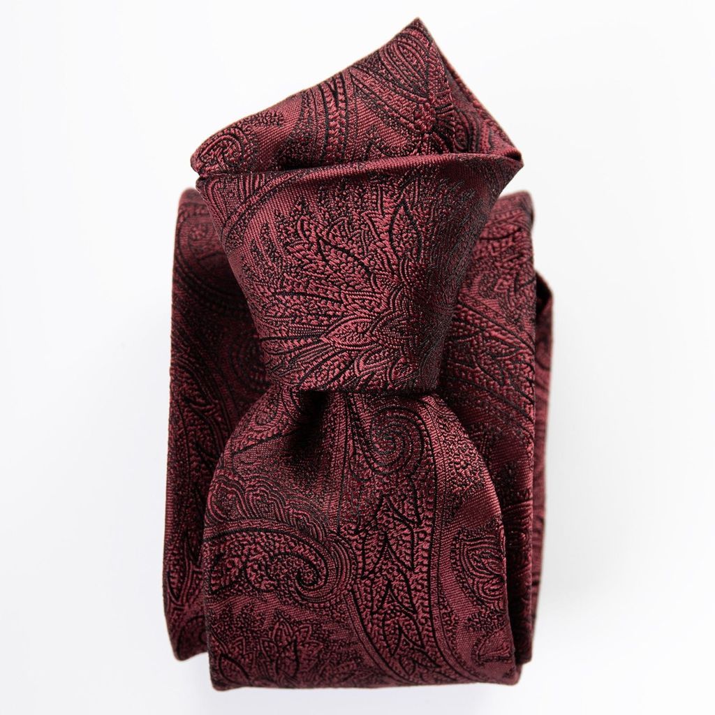 Men's Red Rossini - Silk Jacquard Tie - Burgundy One Size Elizabetta