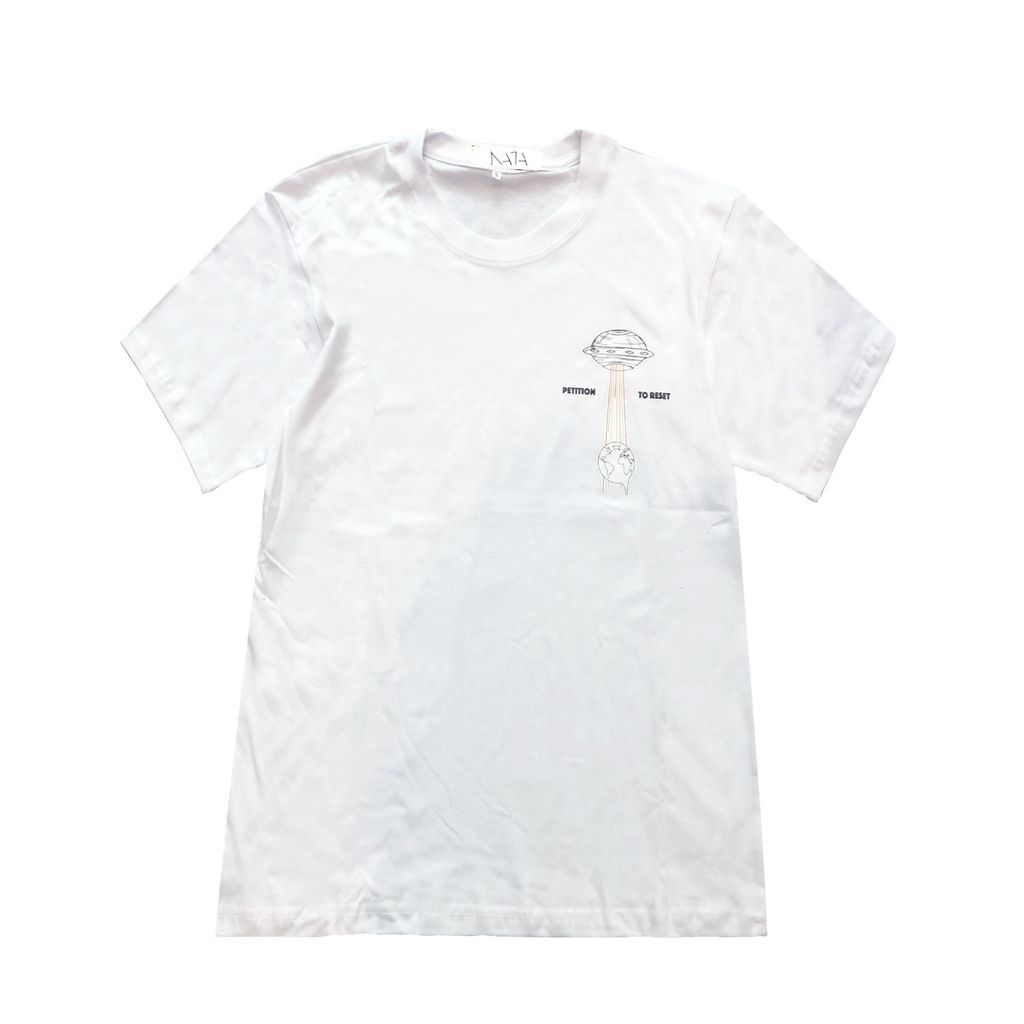 Men's Reset White Cotton T-Shirt Small NATA STUDIO
