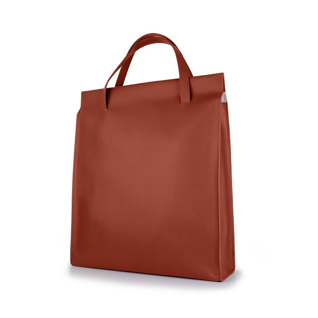 Men's Rose Gold Handmade Adjustable Leather Tote Bag - Rust Brown godi.