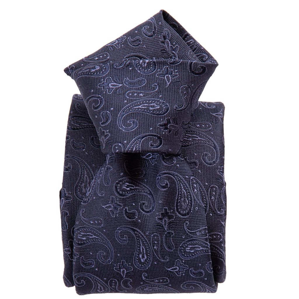 Men's Sambuco - Silk Jacquard Tie - Navy Blue One Size Elizabetta