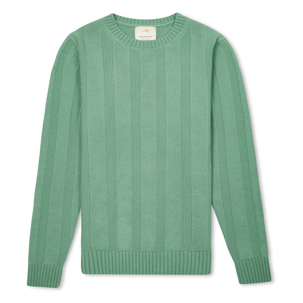 Men's Seed Stitch Jumper - Green Small Burrows & Hare
