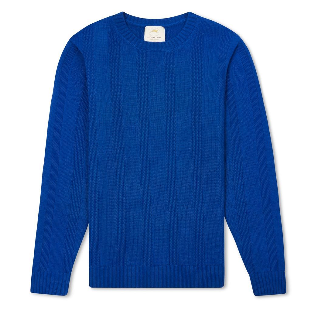 Men's Seed Stitch Jumper - Blue Small Burrows & Hare