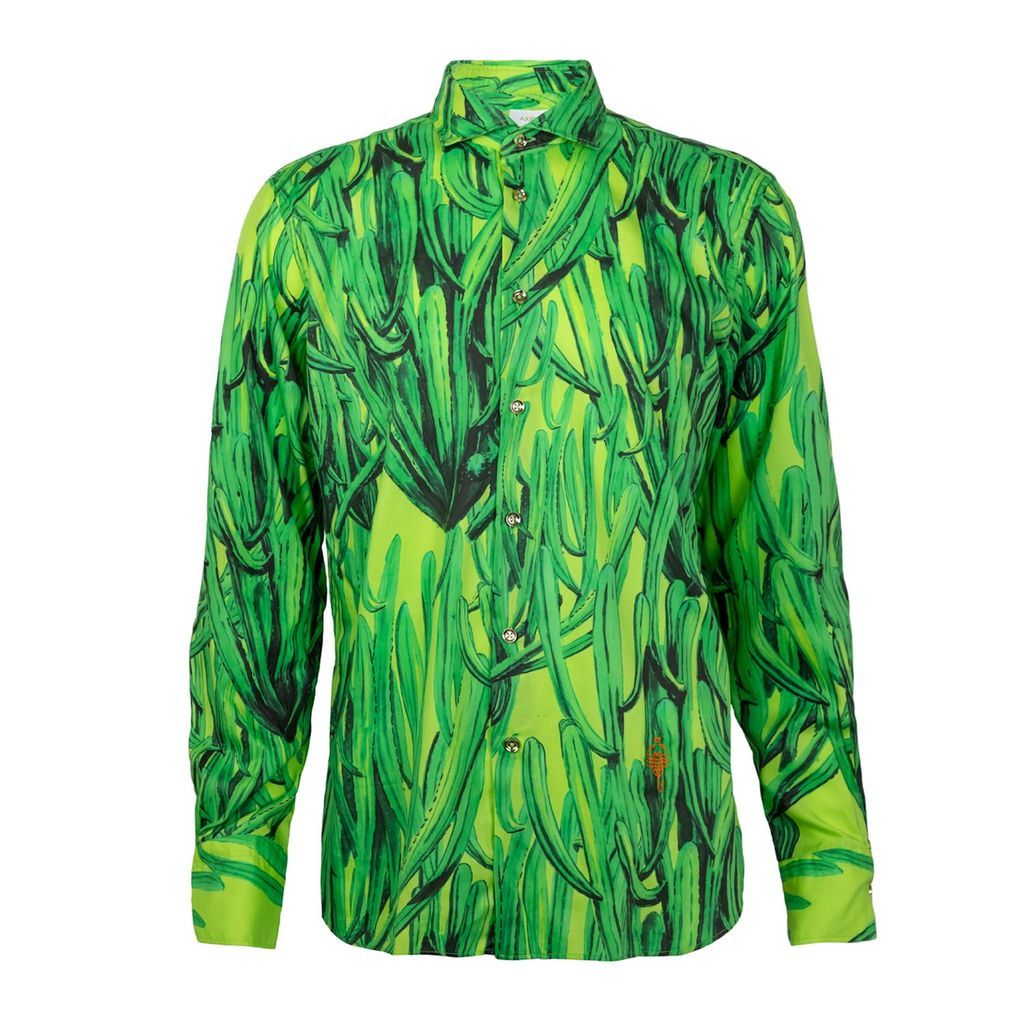 Men's Shirt Cactus With Green Background Small Axel P
