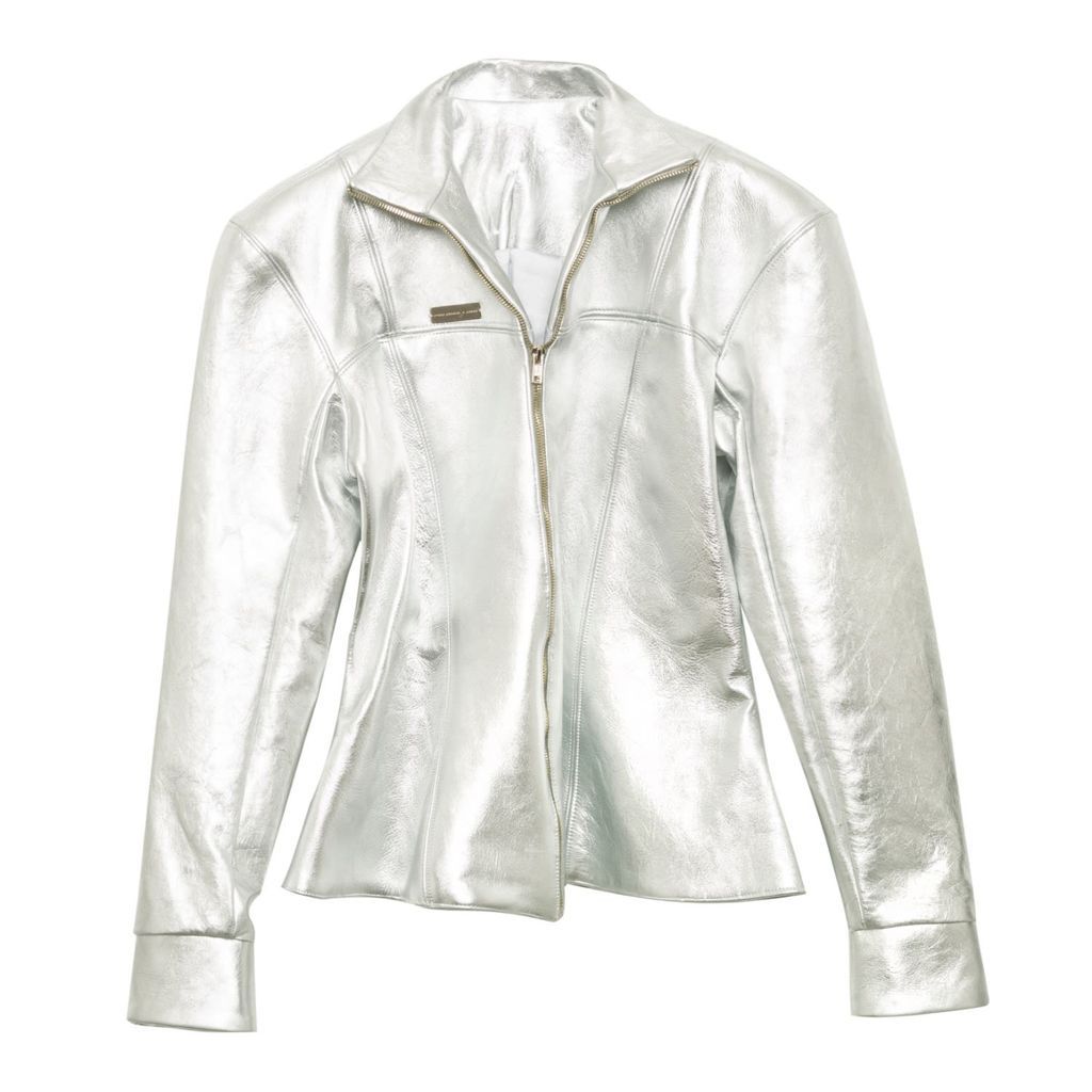 Men's Silver Space Leather Jacket Extra Small Paloma Lira