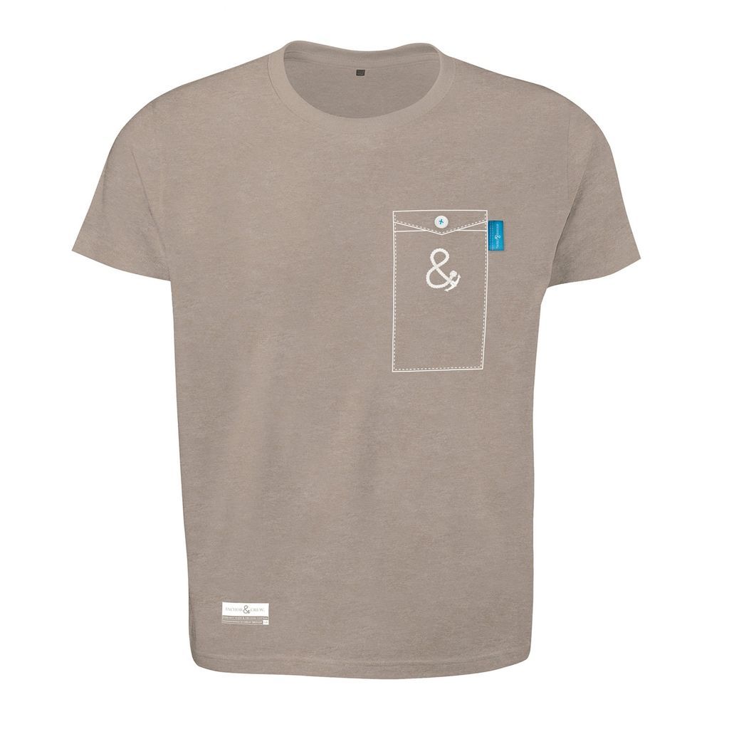 Men's Tan Brown Anchormark Print Organic Cotton T-Shirt Mens Small ANCHOR & CREW
