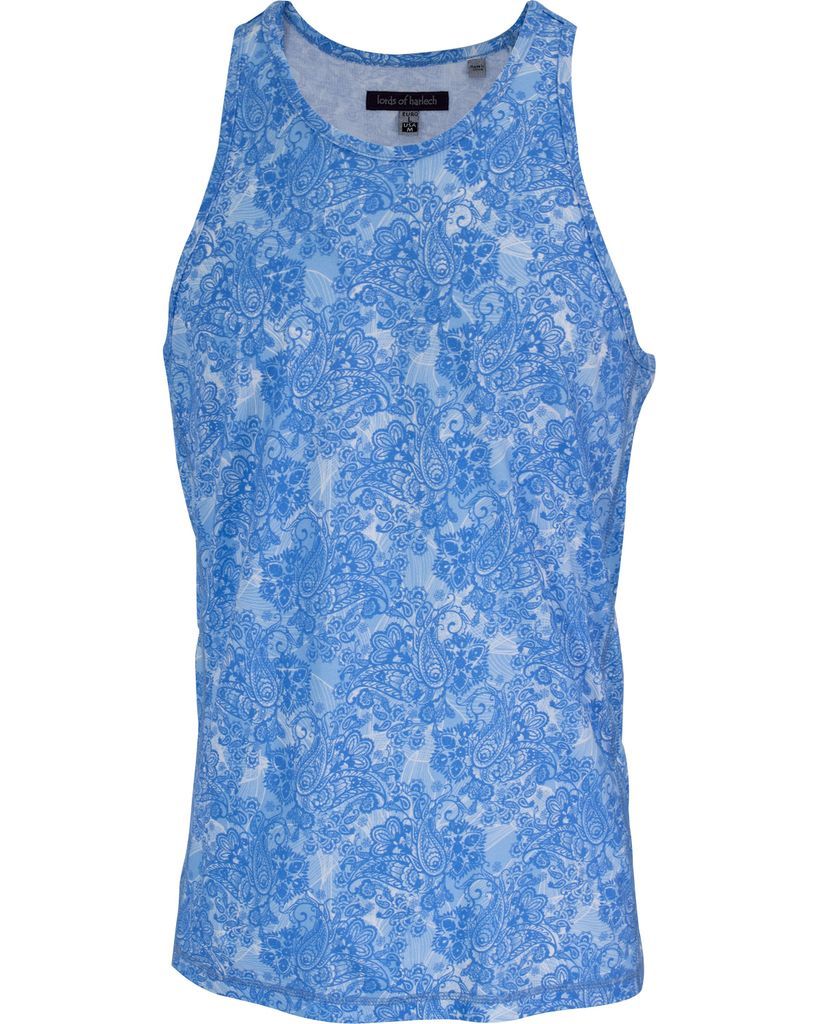 Men's Tedford Paisley Wave Tank - Blue Small Lords of Harlech