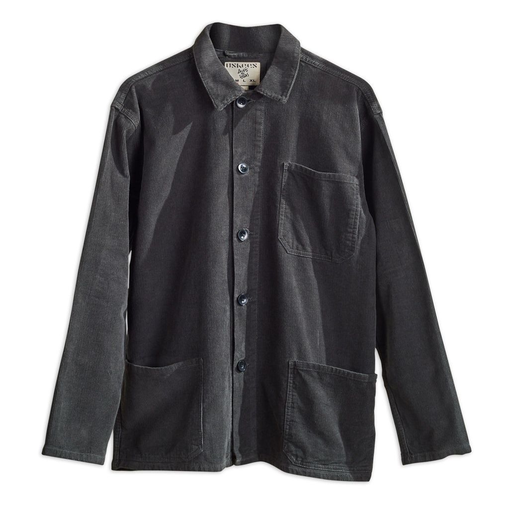 Men's The 3001 Buttoned Cord Overshirt - Faded Black Small Uskees