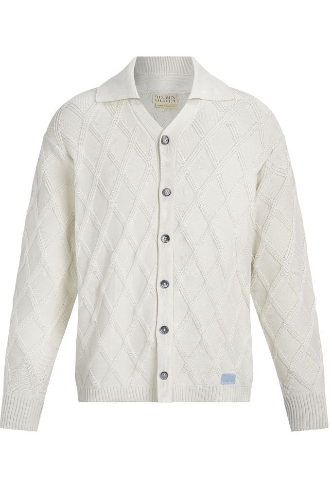 Men's The Diamond Knit Button Down - White Medium Reuben Oliver