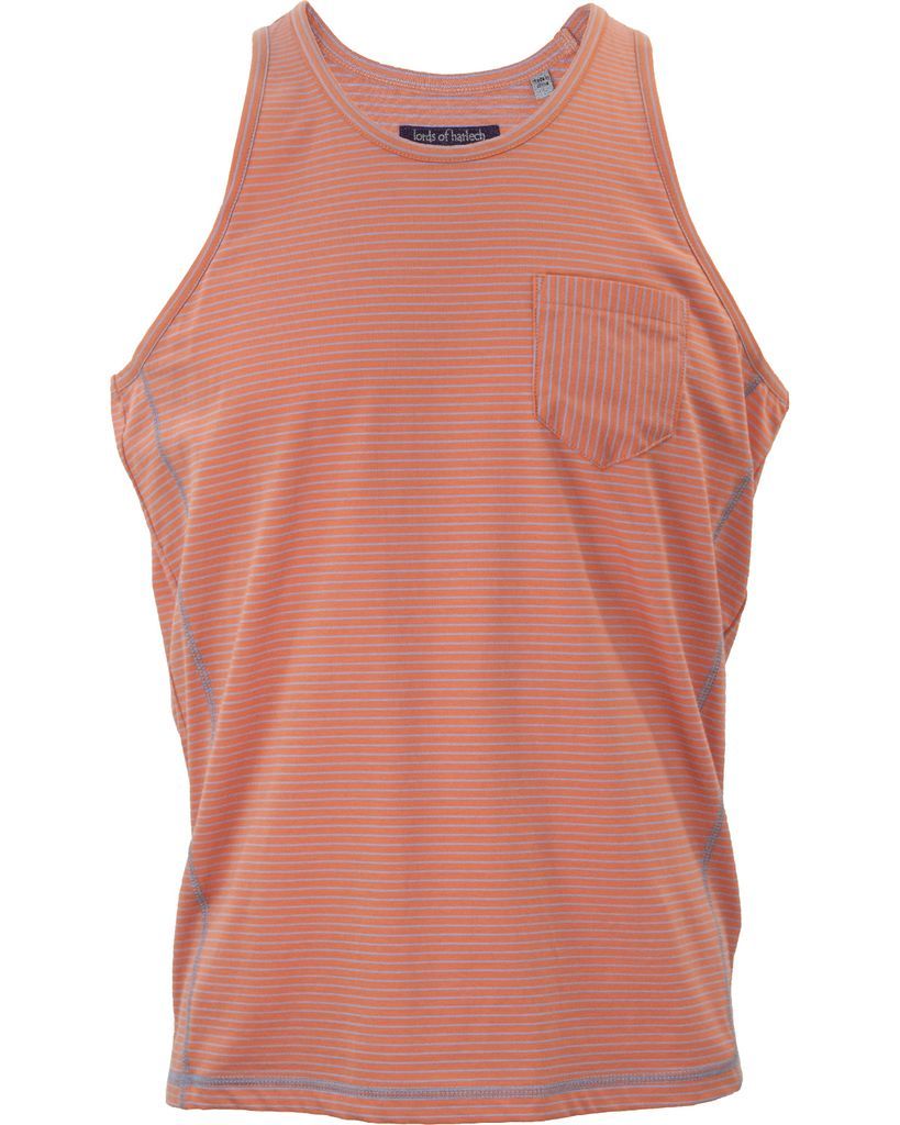 Men's Tristan Tank Coral & Blue Stripe Small Lords of Harlech