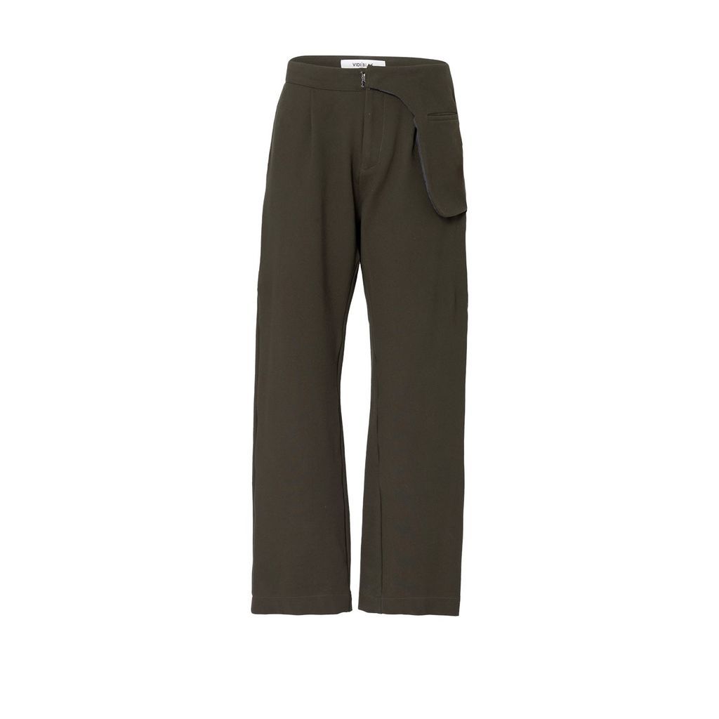 Men's Trousers In Military Green Neoprene With Asymmetric Pocket 31