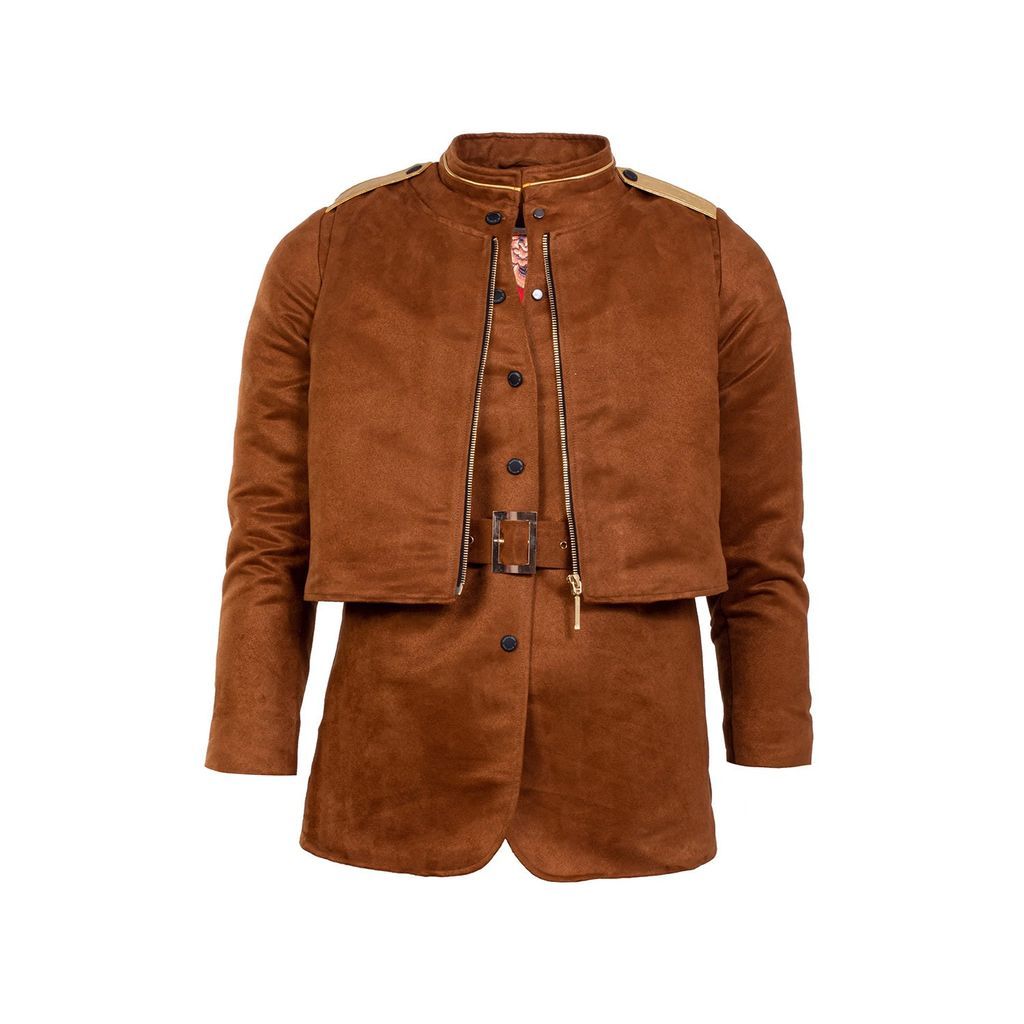 Men's Unisex - Jacket - Nubuck Leather - Virtue - Downtown Brown In Retro Style Extra Small Yvette LIBBY N'guyen Paris