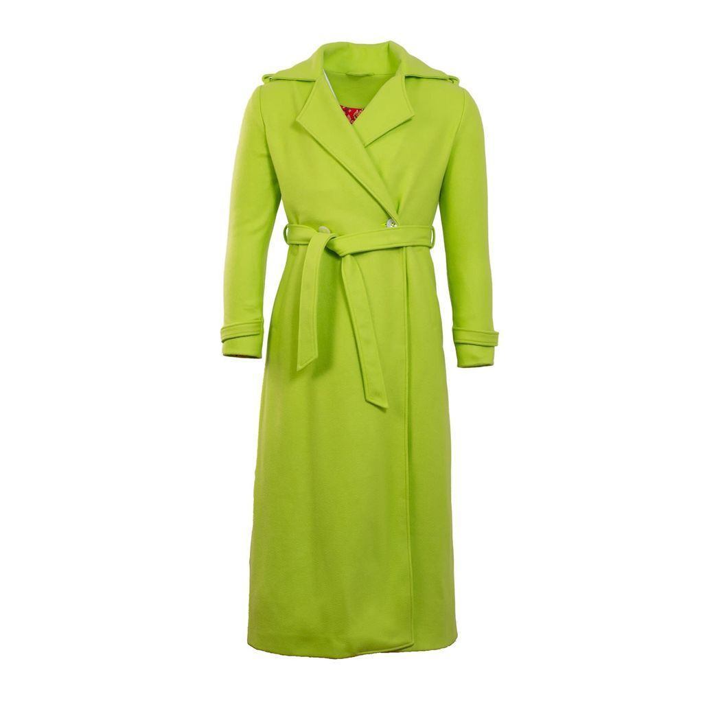 Men's Unisex - Trench Coat - Premium Felt Cotton - Johnny Fontane - Lime Green In Contemporary Style Extra Small Yvette LIBBY N'guyen Paris