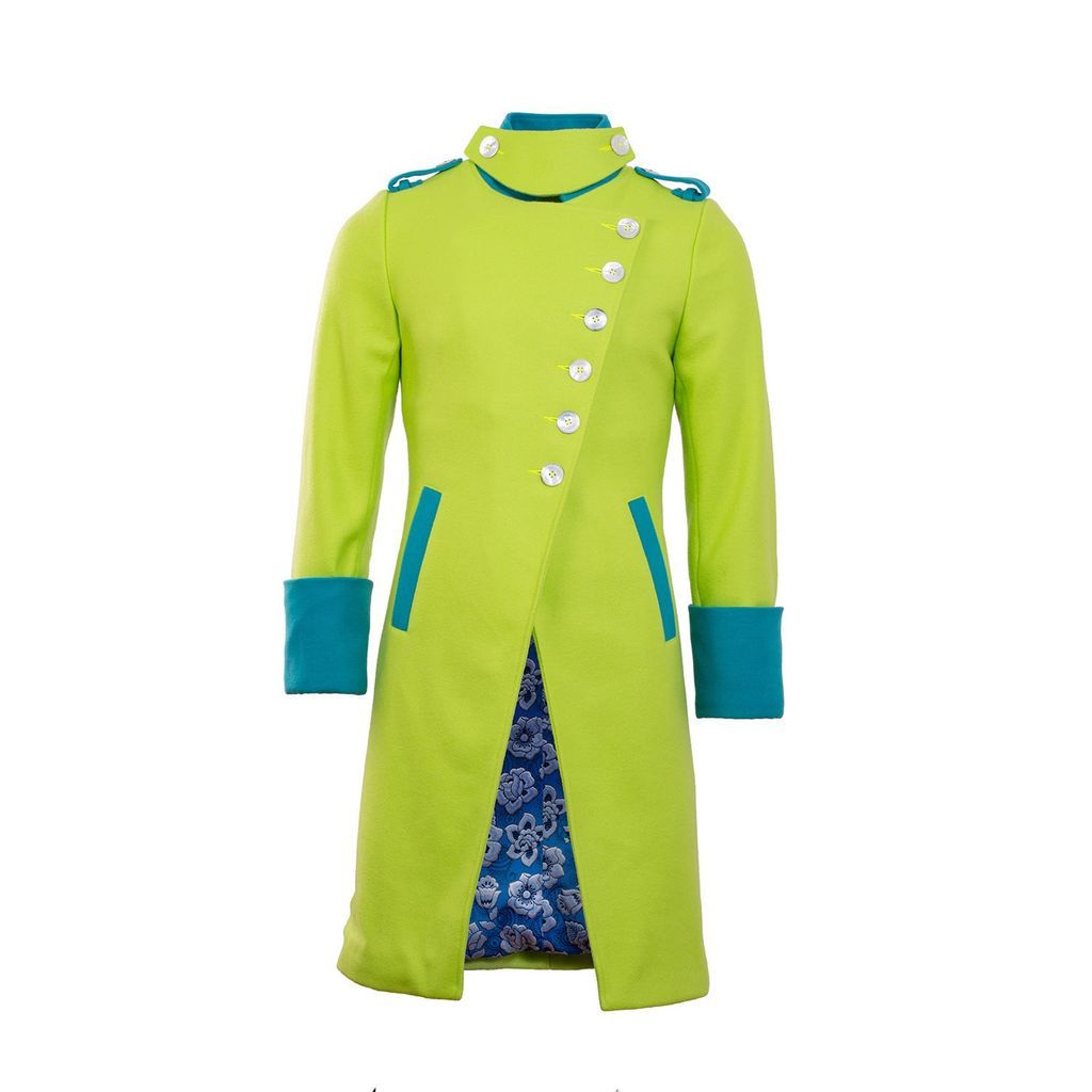 Men's Unisex - Trench Coat - Premium Felt Cotton - Teresa - Lime Green In Retro Style Extra Small Yvette LIBBY N'guyen Paris