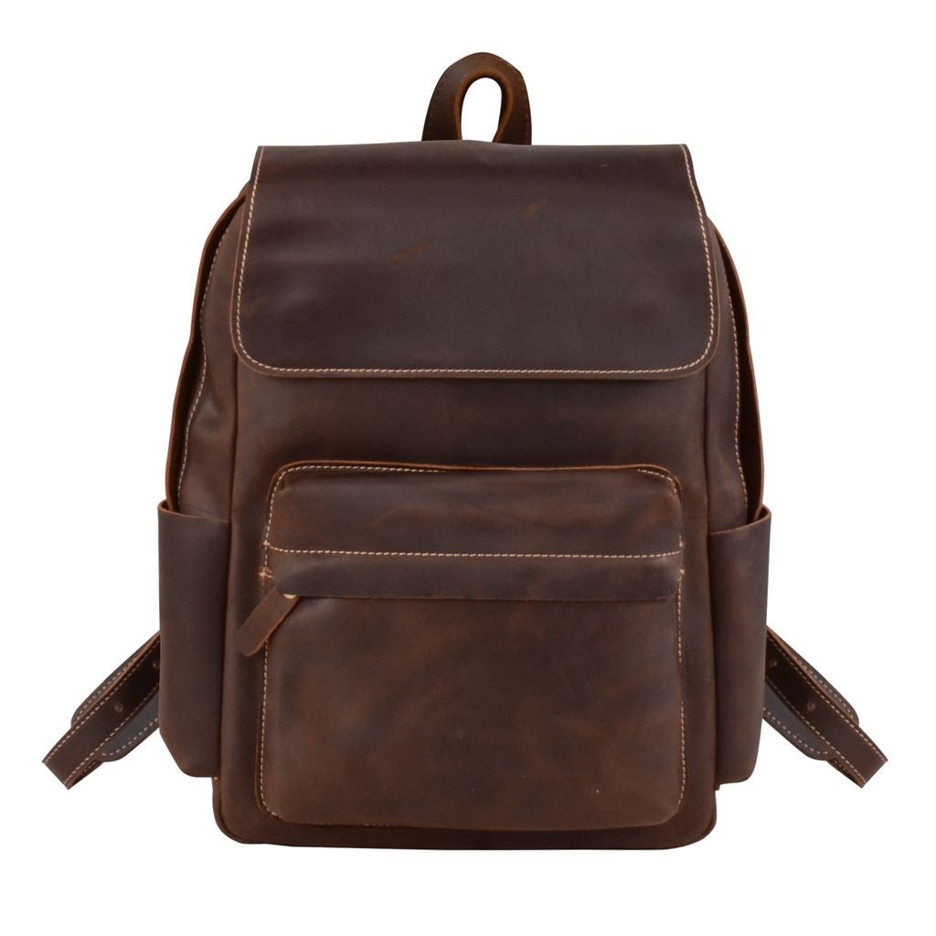 Men's Vintage Look Leather Backpack - Vintage Dark Brown Touri