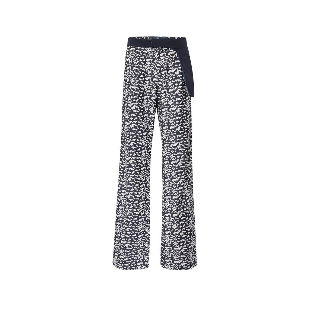 Men's White / Blue Trousers In Blue And White Iconic Leopard With Contrast Pocket 30