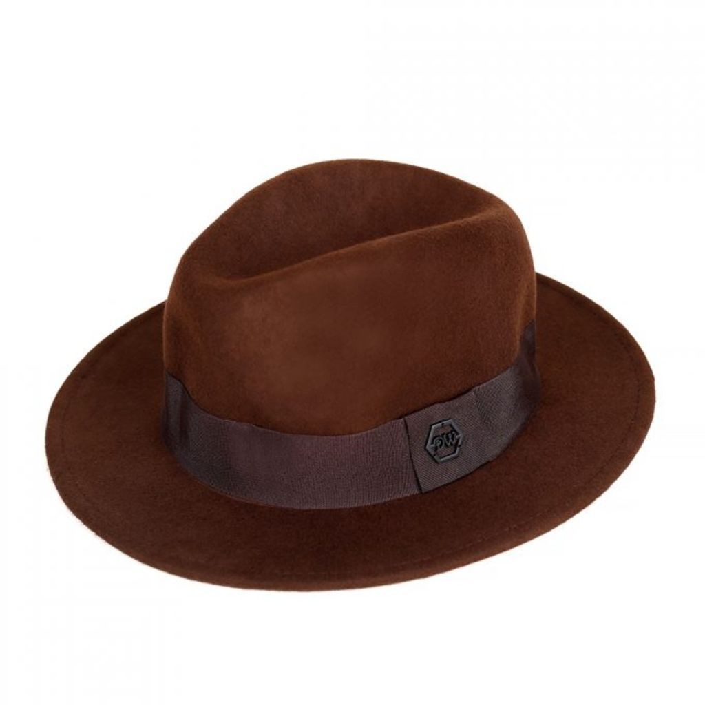 Men's Wool Fedora Hat - Brown DAVID WEJ