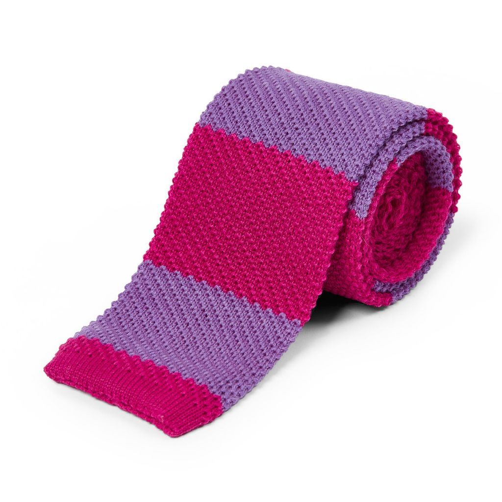 Men's Wool Knitted Tie - Fuchsia & Purple Burrows & Hare