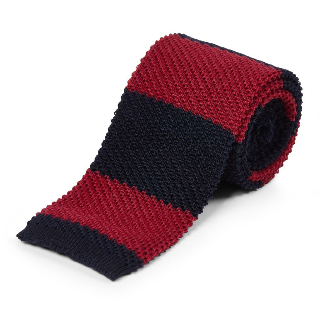 Men's Wool Knitted Tie - Red & Black Burrows & Hare
