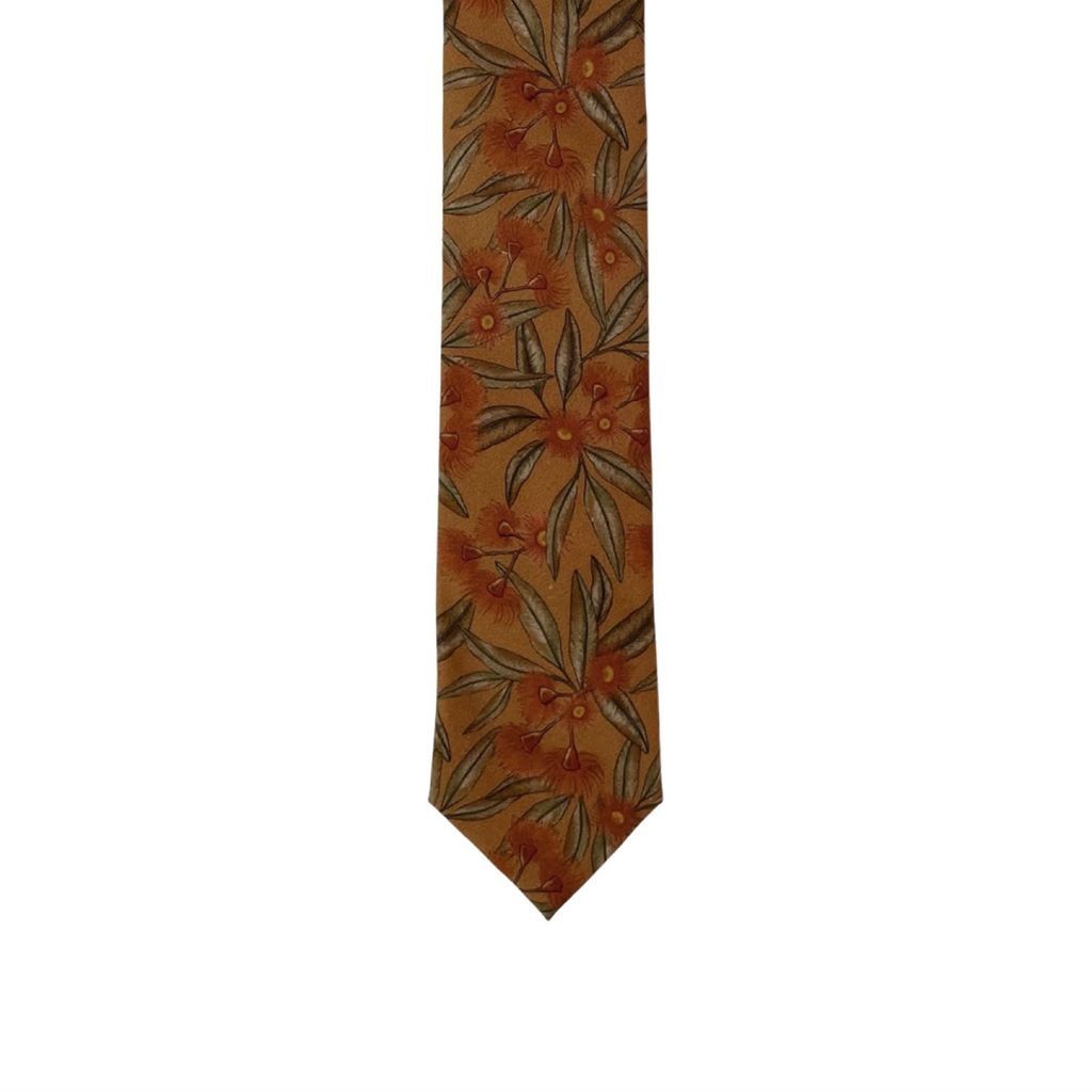 Men's Yellow / Orange Cotton Tie - Flowering Gum Terracotta One Size Peggy and Finn