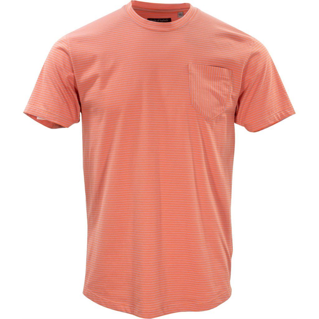 Men's Yellow / Orange Tate Crew - Coral & Blue Stripe Extra Small Lords of Harlech