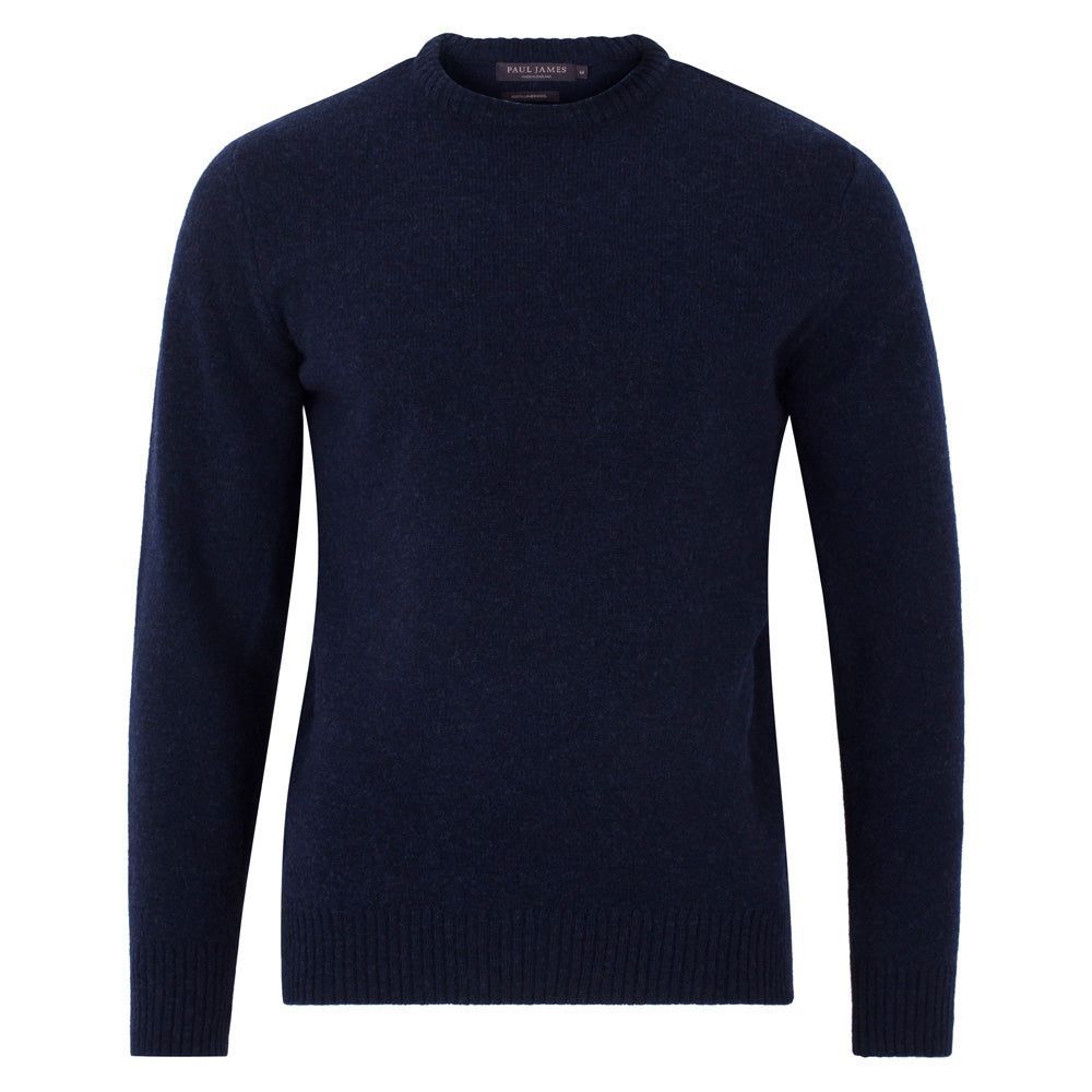 Mens British Lambswool Crew Neck Archer Jumper - Oxford Blue Extra Small Paul James Knitwear