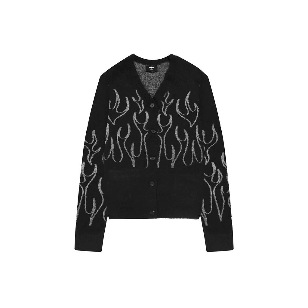 Mens Flame Cardigan - Black Extra Small Wolf & Badger