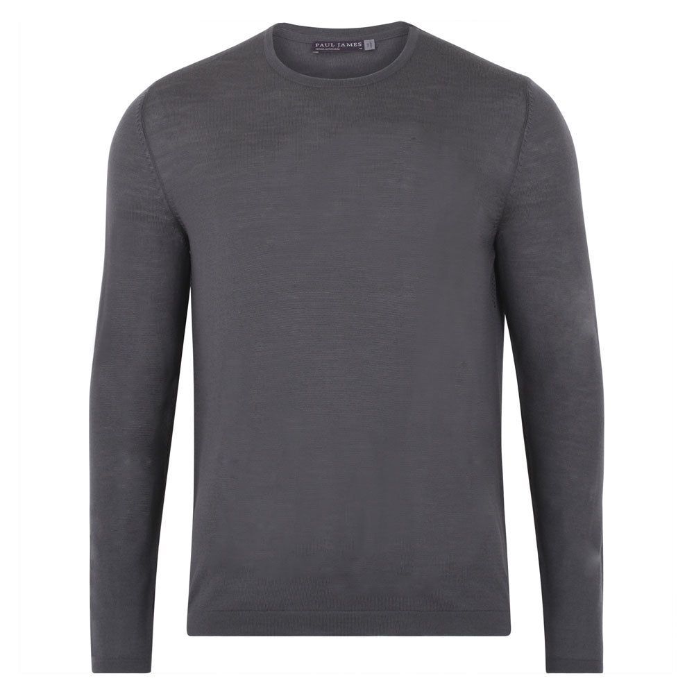 Mens Midweight Merino Activewear Hybrid Long Sleeve Prometheus Top - Storm Grey Small Paul James Knitwear