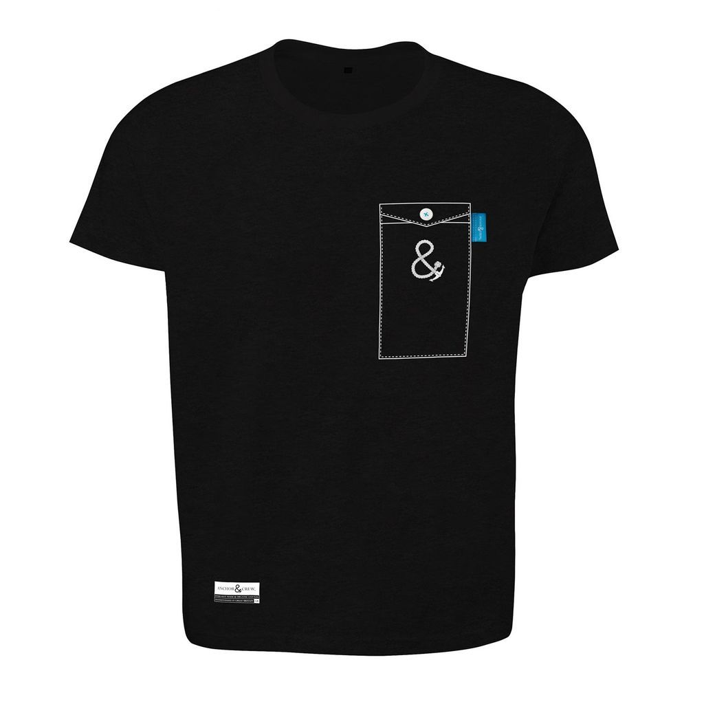 Noir Black Anchormark Print Organic Cotton T-Shirt Mens Small ANCHOR & CREW