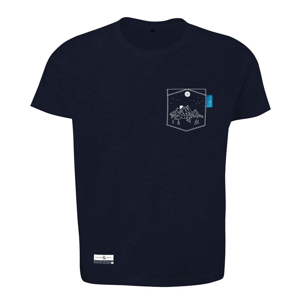 Oxford Blue Horizon Print Organic Cotton T-Shirt Mens Small ANCHOR & CREW
