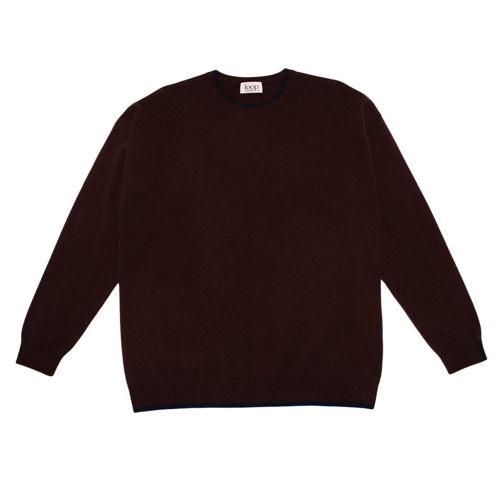 Red Men's Crew Neck Sweater In Bordeaux Small Loop Cashmere