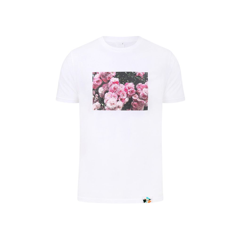 Rose Garden Mens Organic Cotton T-Shirt In White Large blonde gone rogue
