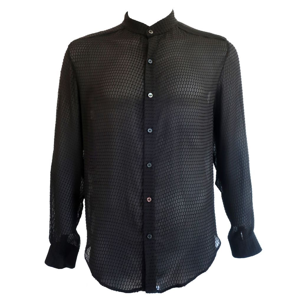 Silk Clip Black Buttondown Shirt Men L/Xl hols. e