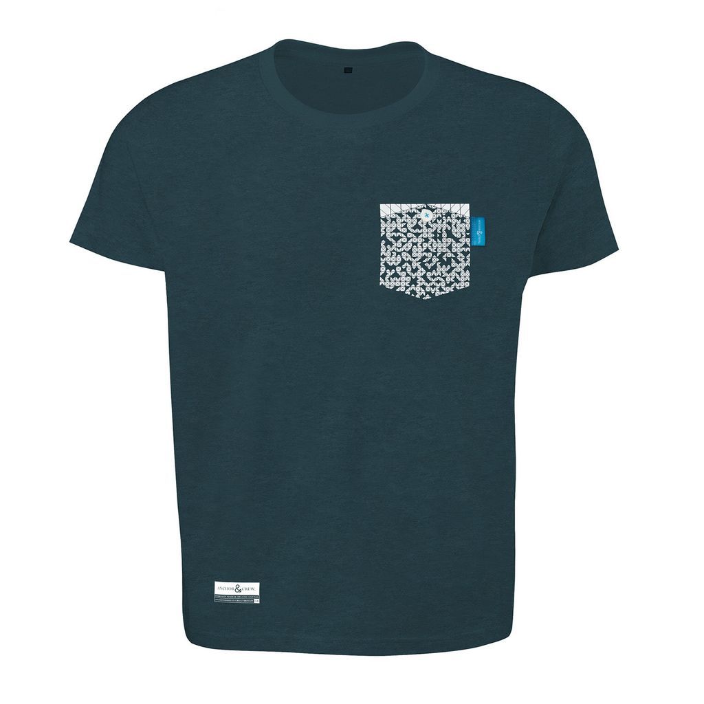 Steel Blue Digit Print Organic Cotton T-Shirt Mens Small ANCHOR & CREW