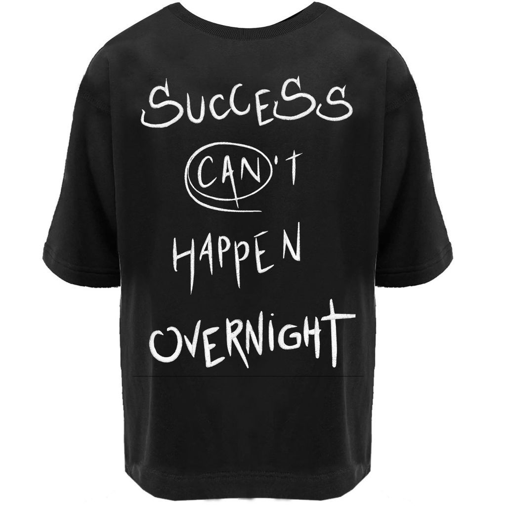 Success Embroidered Black Men's T-Shirt Small Hamza