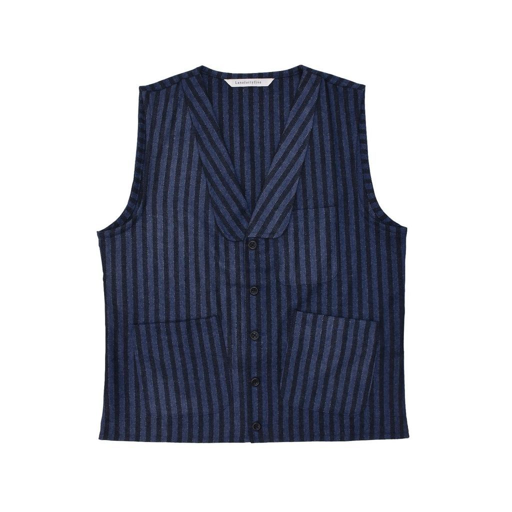 Sven Men's Waistcoat - Twin Blue Striped Tweed Small LaneFortyfive