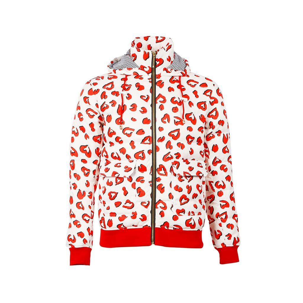 White / Red Men - Parachute Fashion Puffer Jacket - Candy Apple Red - Mon Coeur Extra Small Yvette LIBBY N'guyen Paris