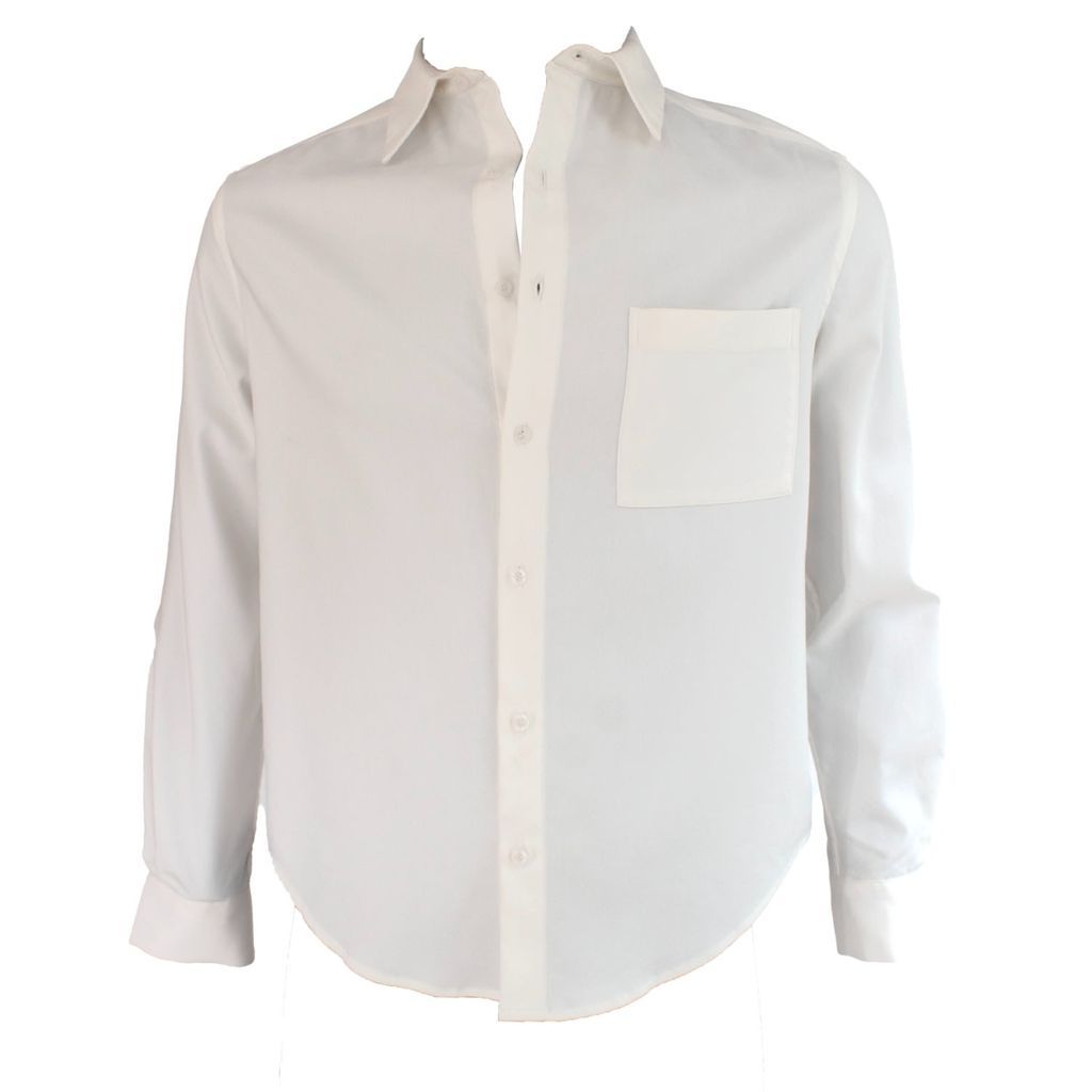 White Button Down Cotton Stretch Shirt Men S/M hols. e