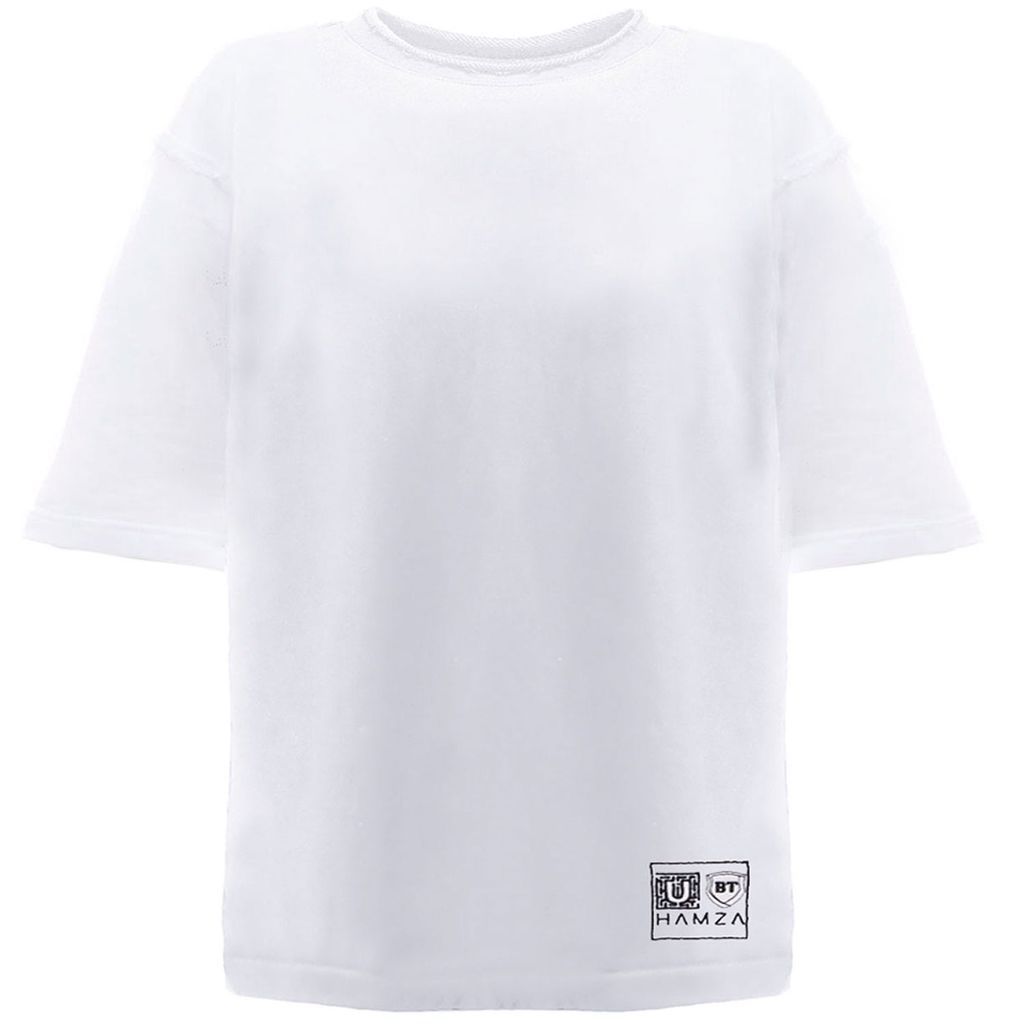 White Imagine Embroidered Men's T-Shirt Small Hamza