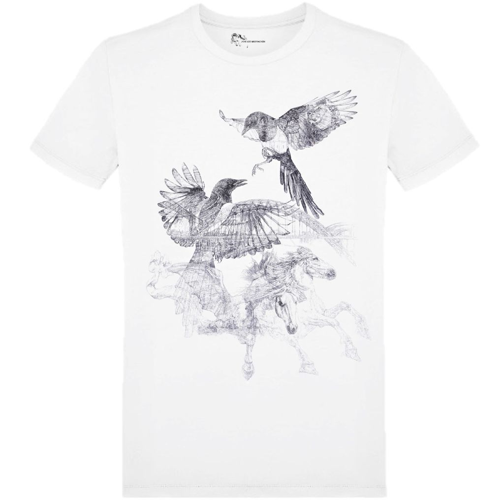 White Magpies Men's T-Shirt Small Jane Lee McCracken