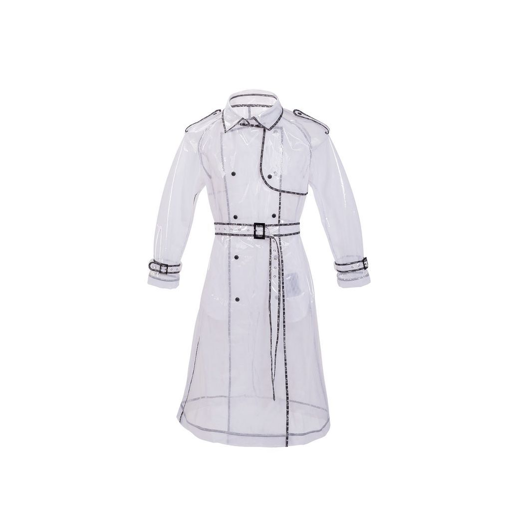 White Men Designer Transparent Raincoat - Manhattan - Blanc Extra Small Yvette LIBBY N'guyen Paris