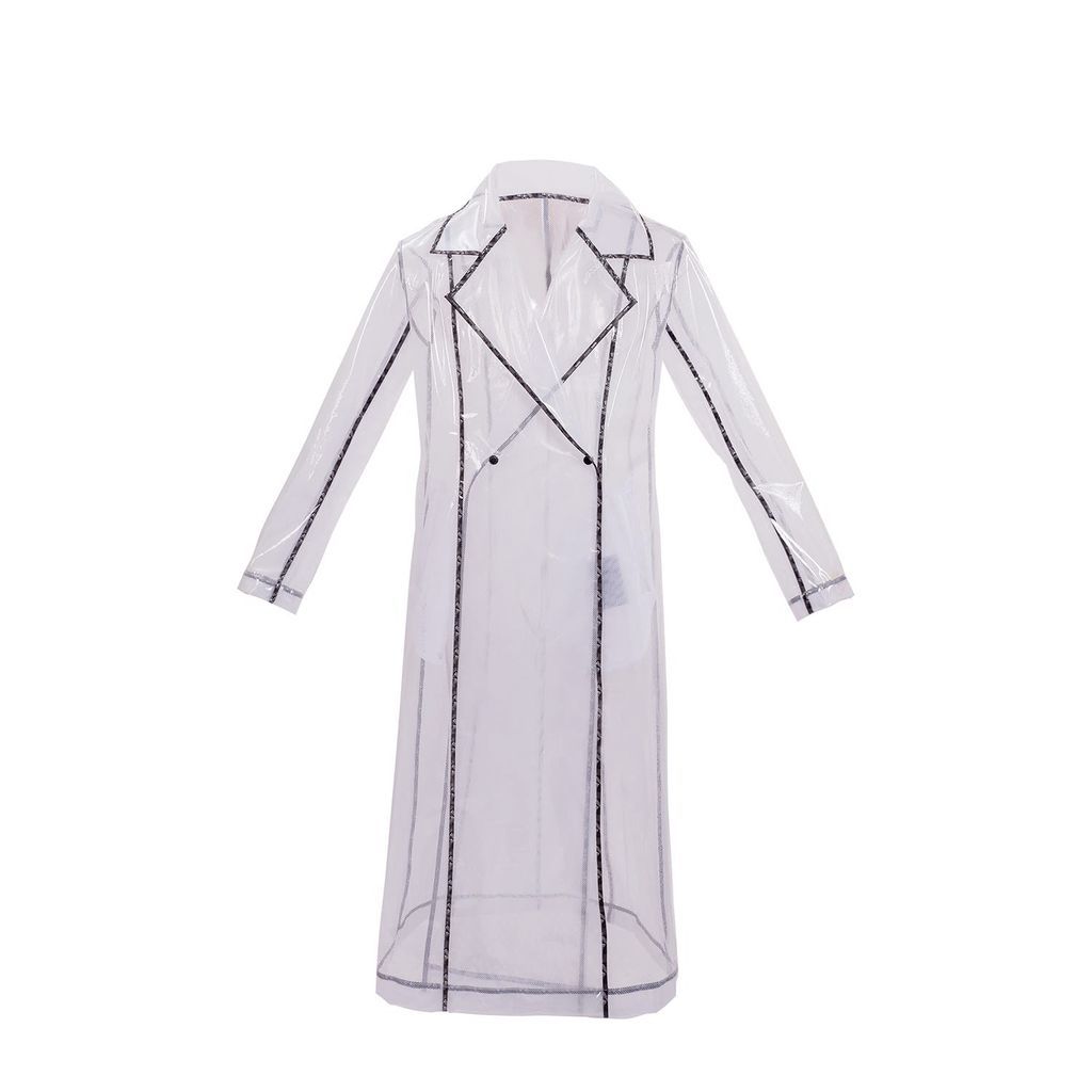 White Men Designer Transparent Raincoat - Long Island - Blanc Extra Small Yvette LIBBY N'guyen Paris