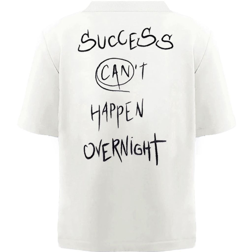 White Success Embroidered Men's T-Shirt Small Hamza