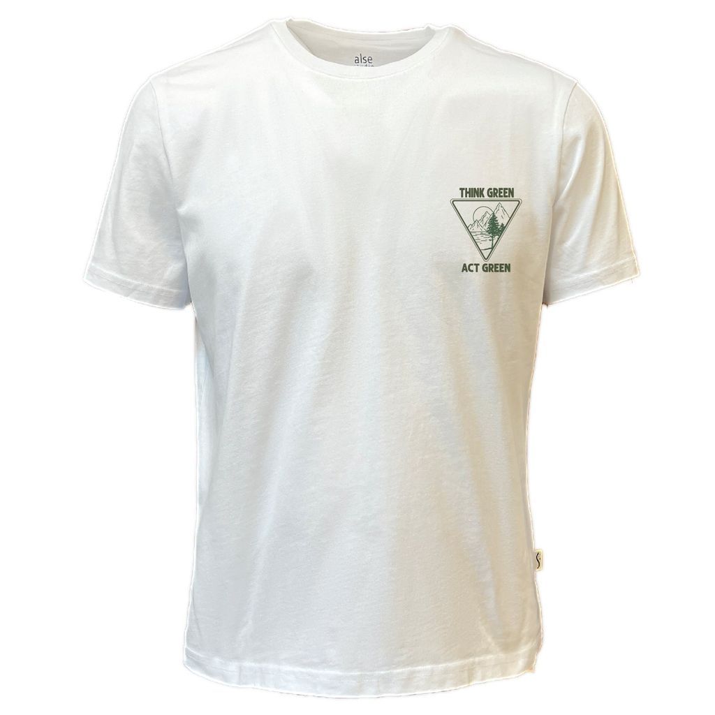 Men Think Green Printed Unisex T-Shirt White Small Alse Studio