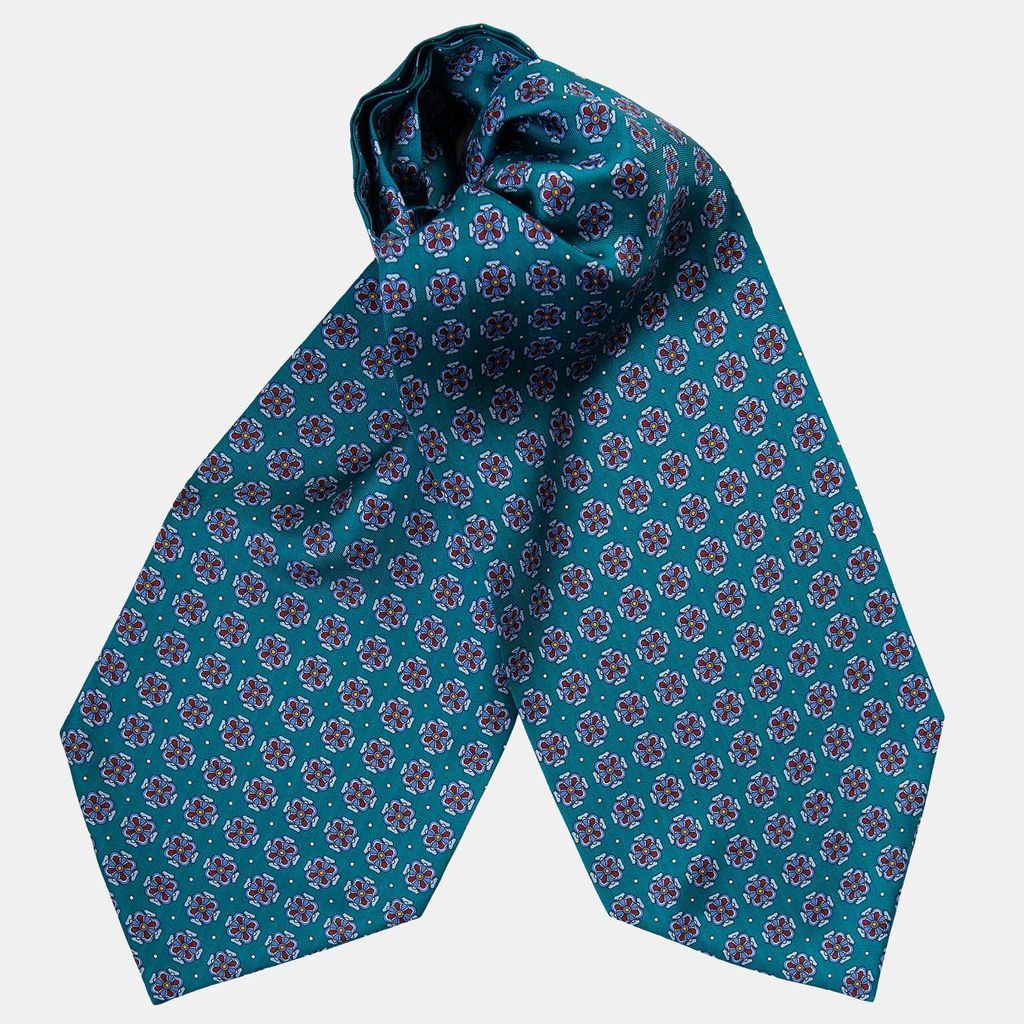 Men's Amadeo - Silk Ascot Cravat Tie - Teal Green One Size Elizabetta