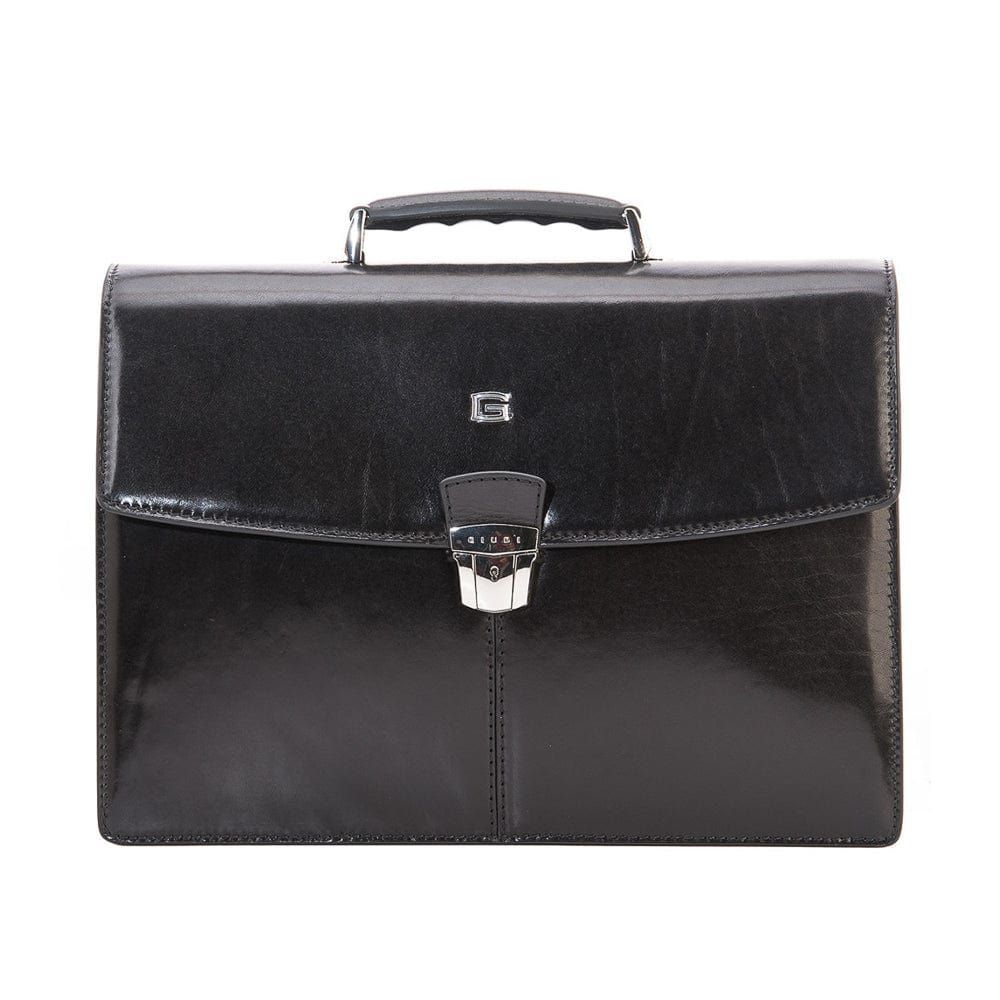 Men's Black Bartolo - Leather Briefcase One Size Elizabetta