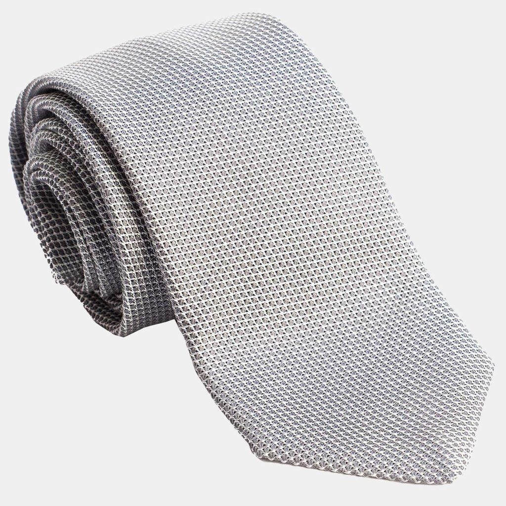 Men's Grey / Silver Argento - Silk Grenadine Tie -Xl One Size Elizabetta
