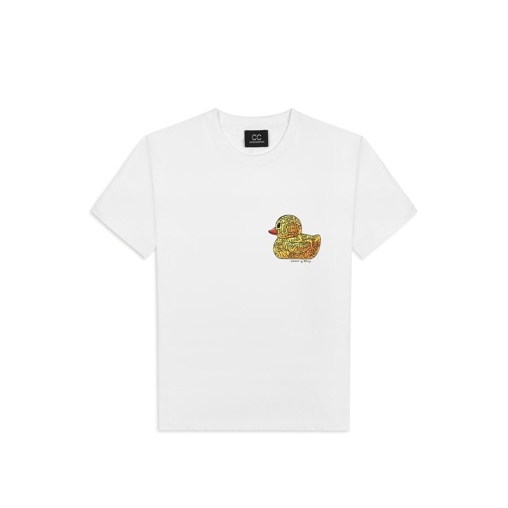 Men's White Iconic Small Duck By Ettoja T-Shirt Small Coocoomos