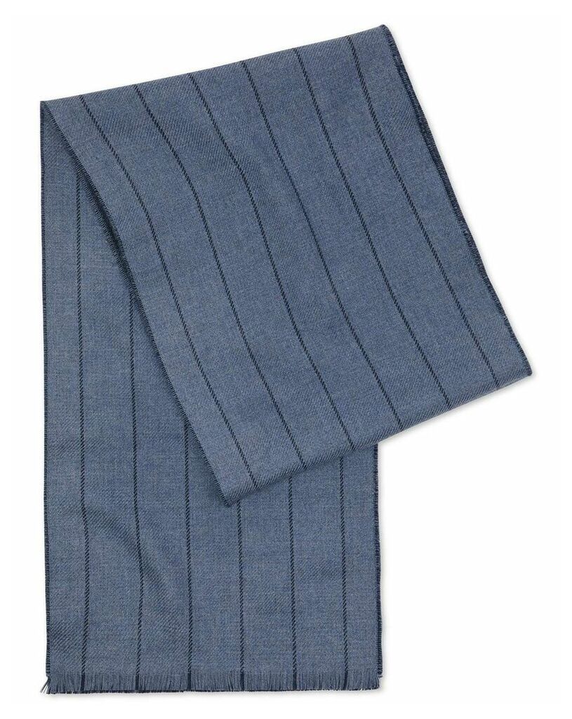 Wool Navy And Blue Stripe Merino Scarf