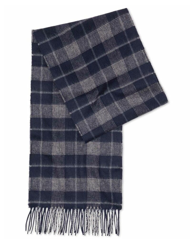 Navy Check Cashmere Scarf