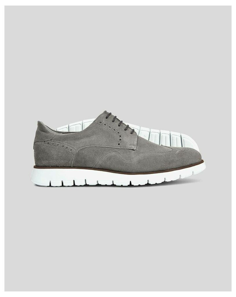 Leather Suede Hybrid Trainers - Grey